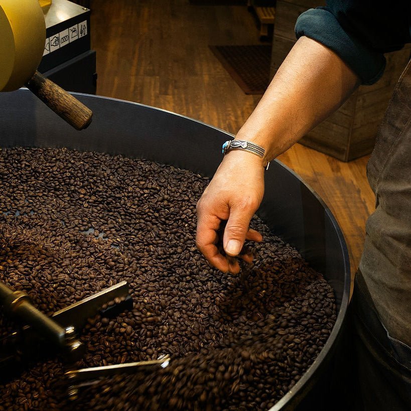 Paul Gallegos roasting Cutbow Coffee