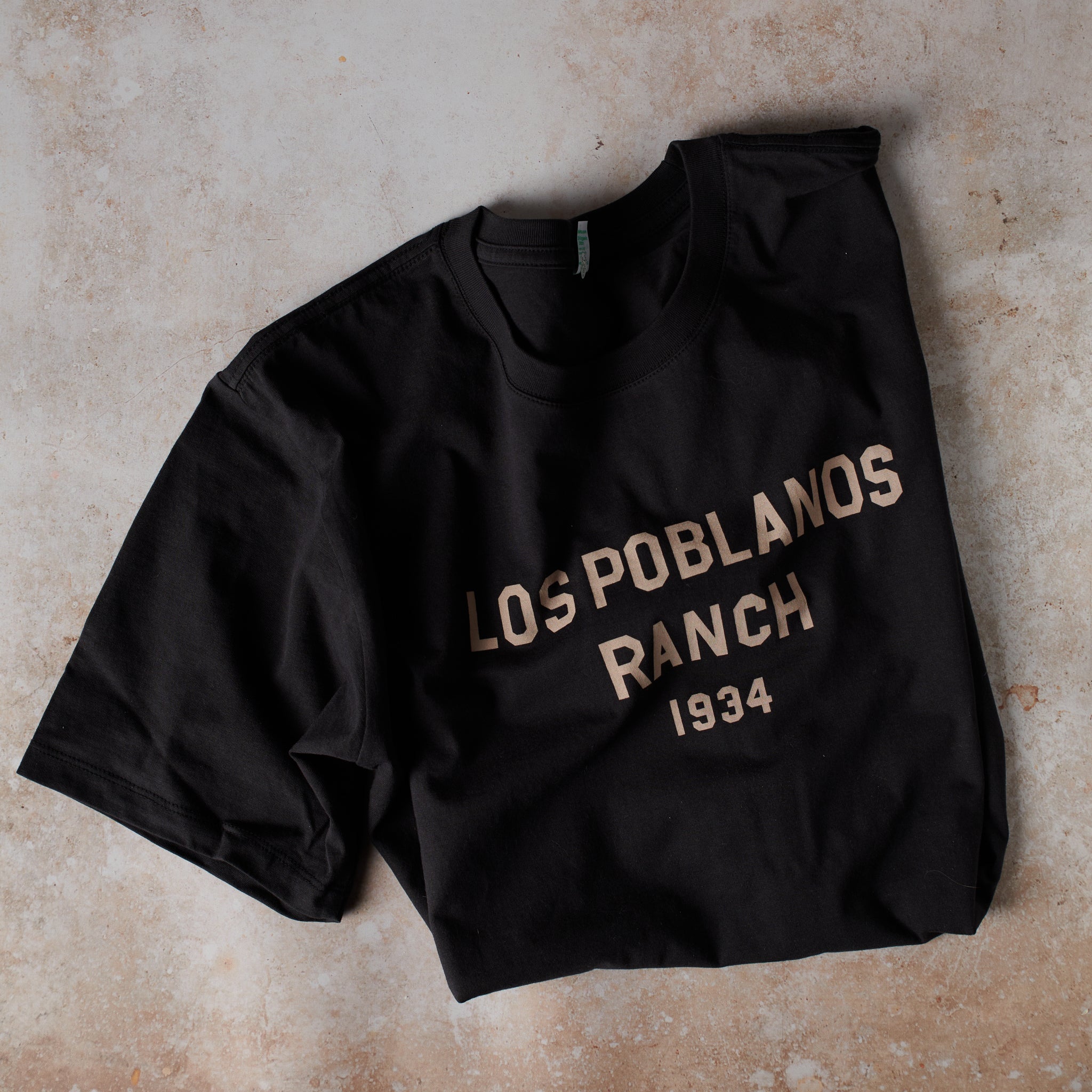 Organic LP Ranch 1934 T-Shirt - Black Short Sleeve | Los Poblanos Farm Shop