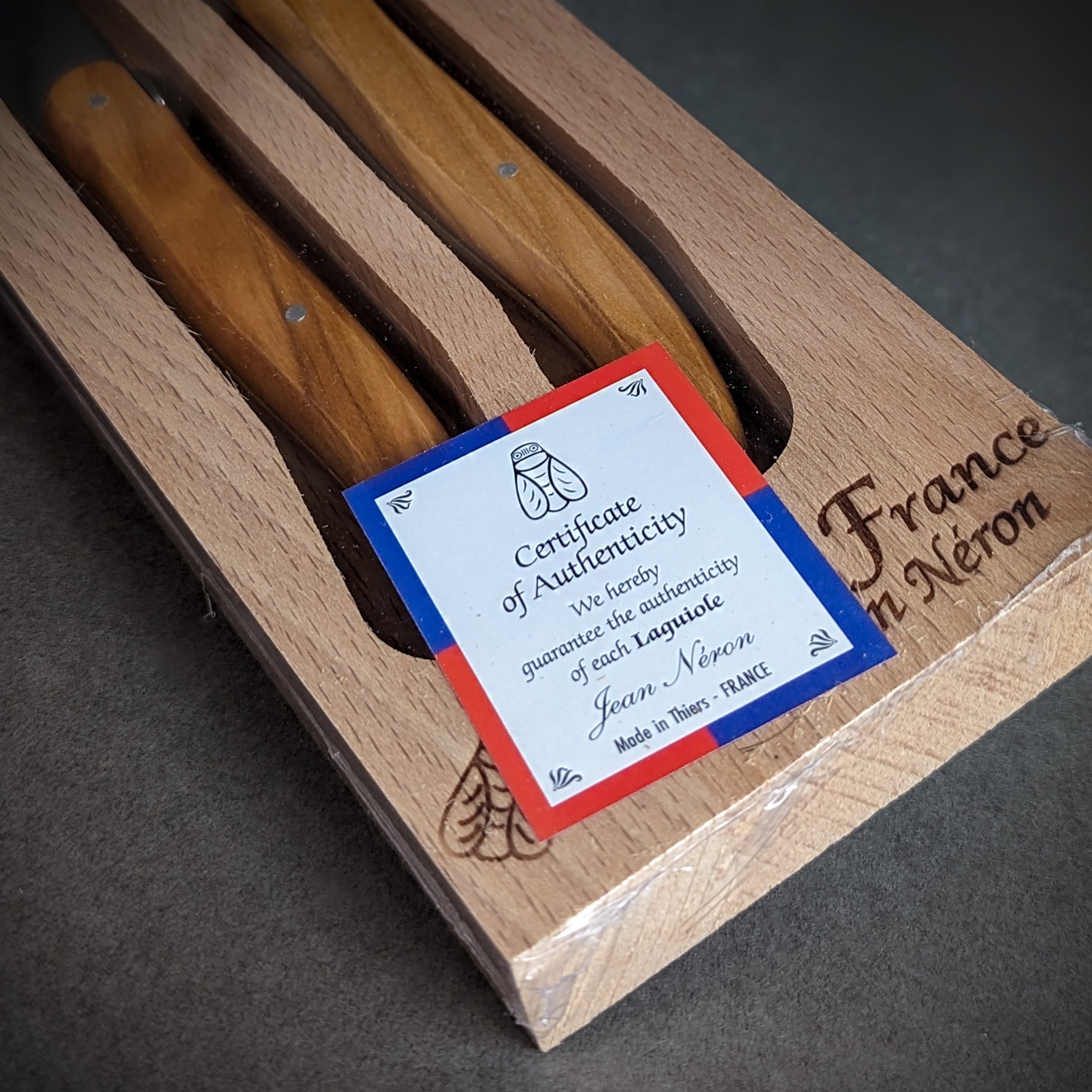 Laguiole French Olive Wood Carving Set