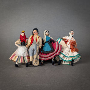 Set of Four Vintage Mexican Flamenco Dancer Dolls