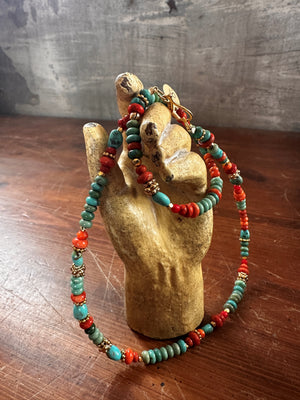 VD34 Multi Turquoise/Coral Necklace