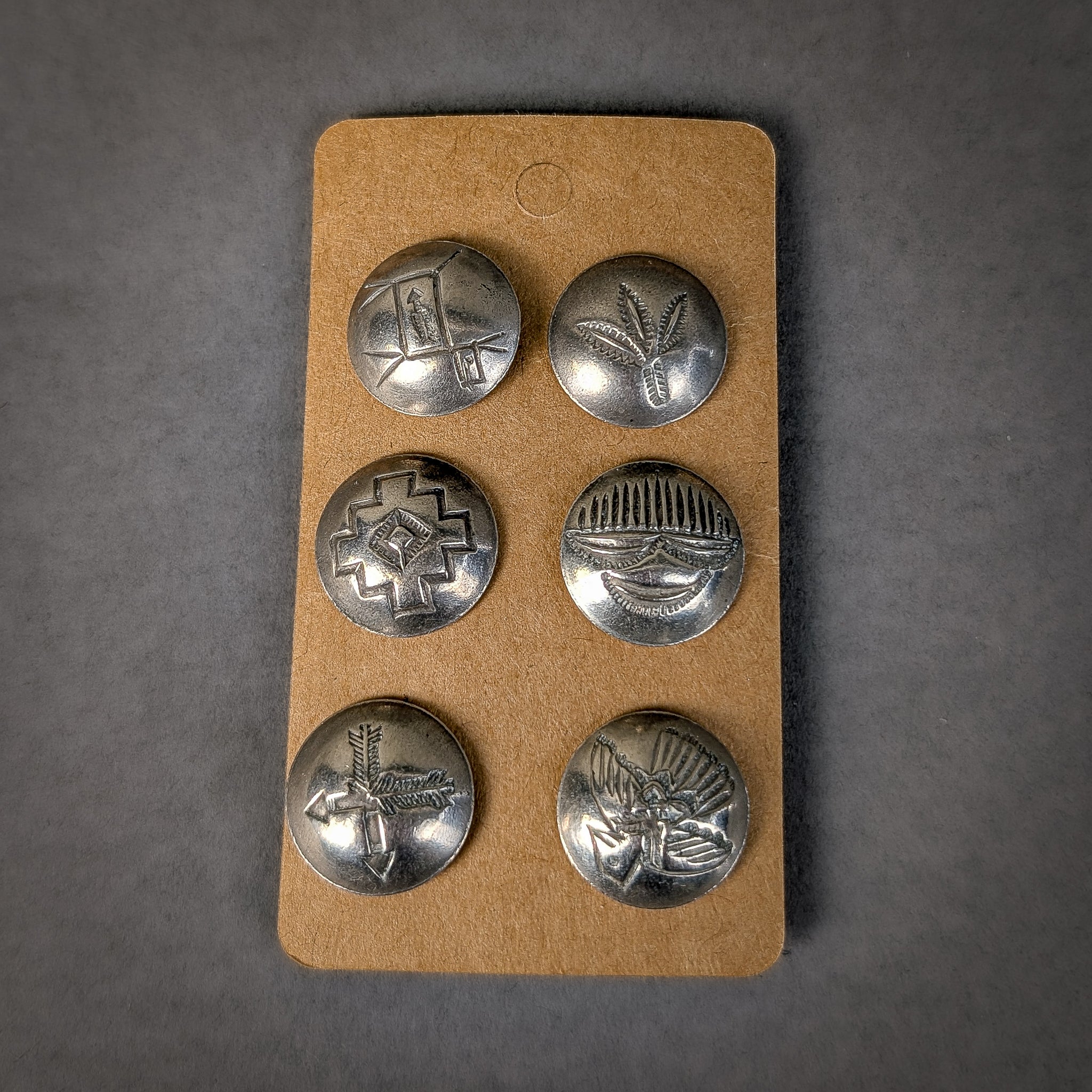 Set of Six Vintage Native American Silver Buttons | Los Poblanos Farm Shop