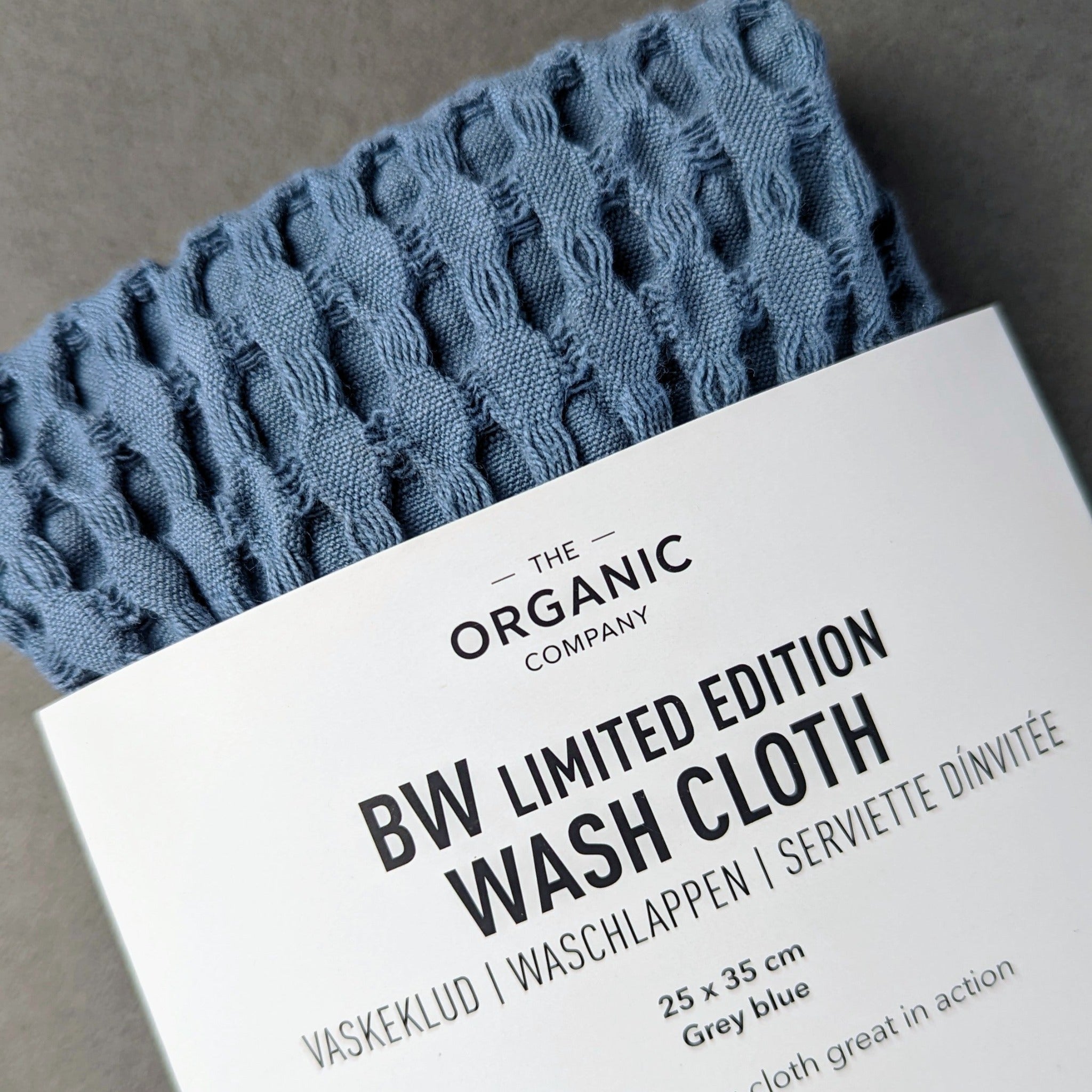 The Organic Company Waffle Wash Cloth - Grey Blue